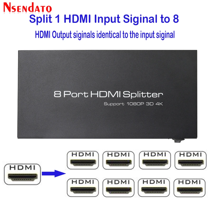 Разветвитель HDMI 1x8 4K x 2K 30 Гц выход 1 в 8 преобразователь с адаптером питания для