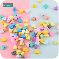 bopoobo silicone beads heart shaped 10pc 14mm food grade teether diy jewelry sensory toys necklace or bracelet baby teether