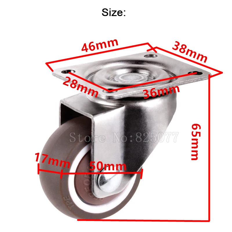 

Lightweight casters,size 2inch/50mm,TPE rubber,Super mute wheels,bear 30kg/pcs,For bookcase drawer Flower racks JF1444