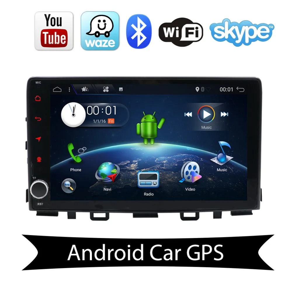 1DIN In Dash Car DVD Player 9&quot Android 7.1 Quad Core GPS Navigation for Kia Rio 2017 2018 Radio Multimedia Head Unit Stereo |
