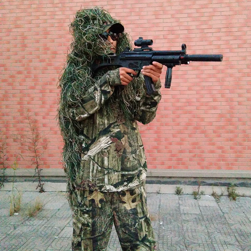 Ghillie костюм шляпа ручной работы Вязание джунгли камуфляжная сетка 80X90 см для