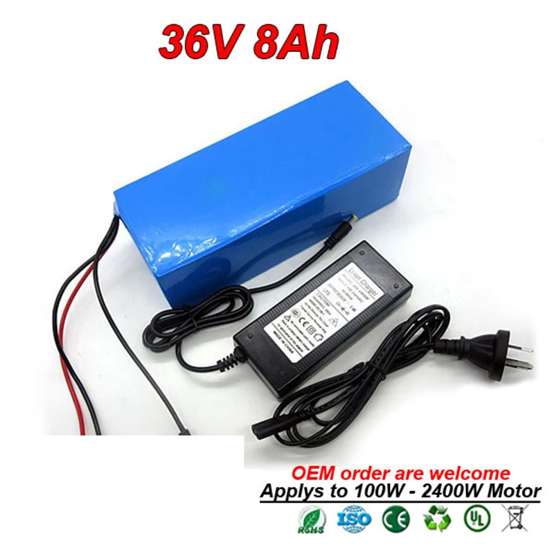 36V 8Ah 500W комплект литий-ионных батарей для электровелосипеда аккумуляторная