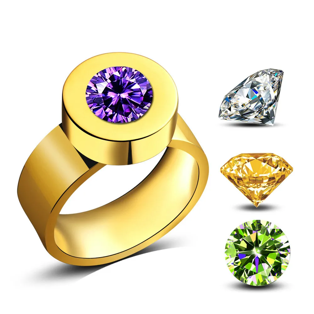 Купить один получить четыре цвета CZ золото цвет кольца из нержавеющей стали для