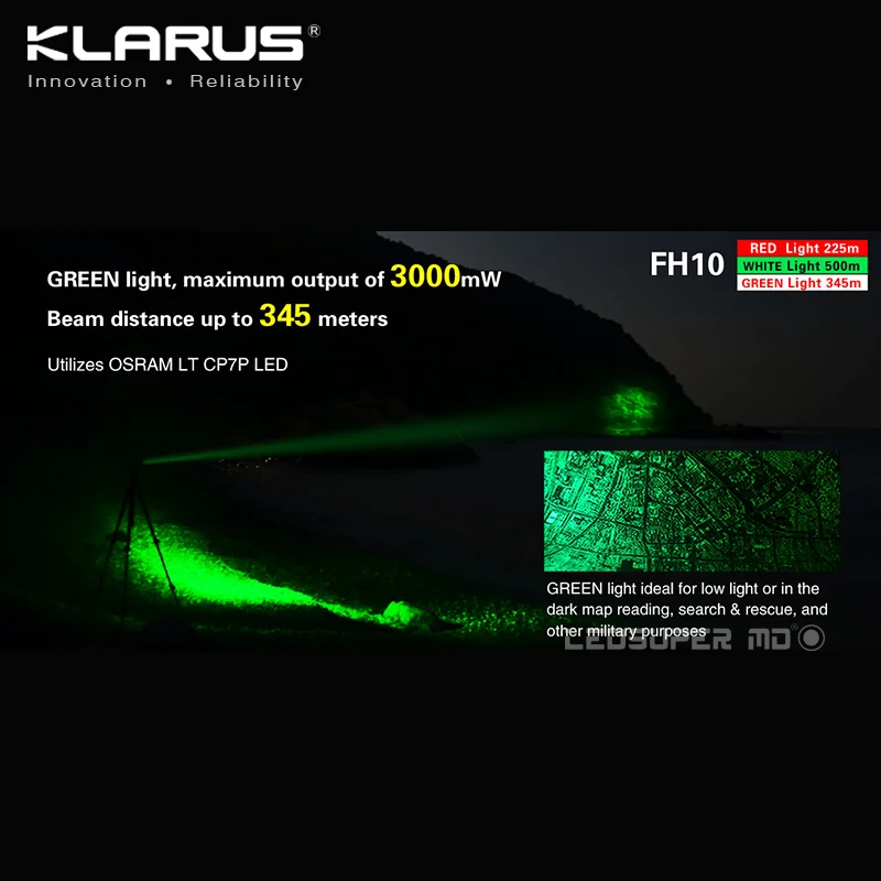 Оригинал KLARUS FH10 BAC CREE XP L HI V3 светодиодный регулируемый луч на большое расстояние
