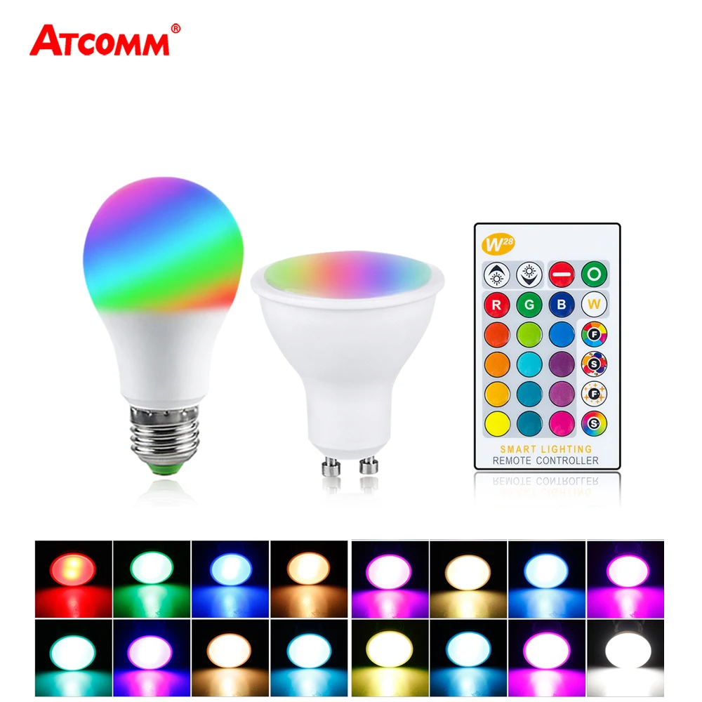 GU10 E27 Ampoule LED 5 Вт 10 15 RGBW светодиодная лампа 85 265 в цветные светодиоды GU5.3 Диодная
