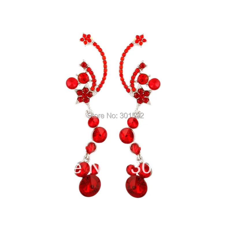 Модные Классические вентилятор серьги со стразами из сплава длинные модное