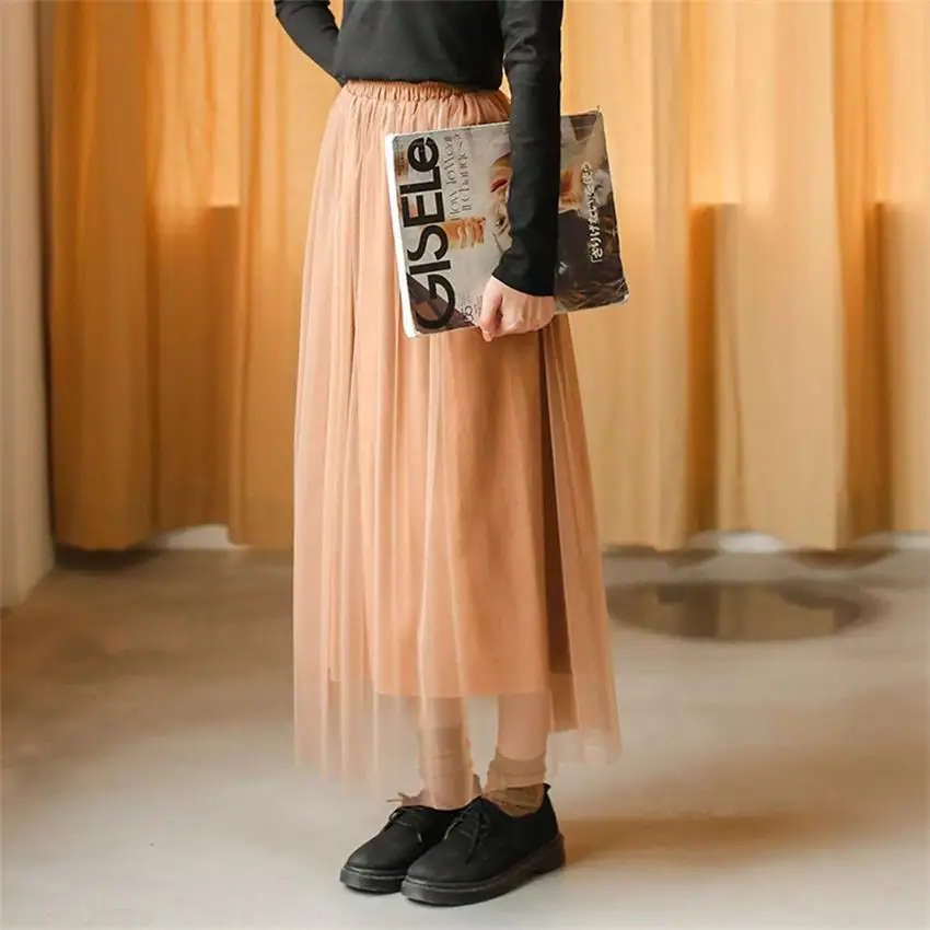 2018 Women's Skirts Korean Punk Kawaii Ulzzang High Waist Perspective Tutu Long Skirt Female Japan Harajuku Button For Women | Женская