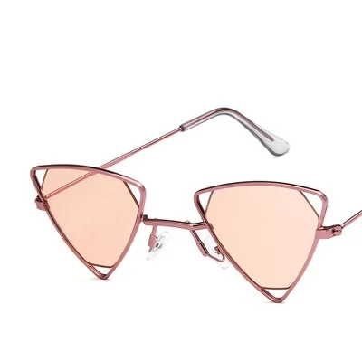 Розовый Yoovos Новые панк Солнцезащитные очки для женщин треугольные Oculos новые винтажные очки ажурная металлическая оправа Модные солнцезащитные очки для мужчин Okulary - Цвет линз: Розовый