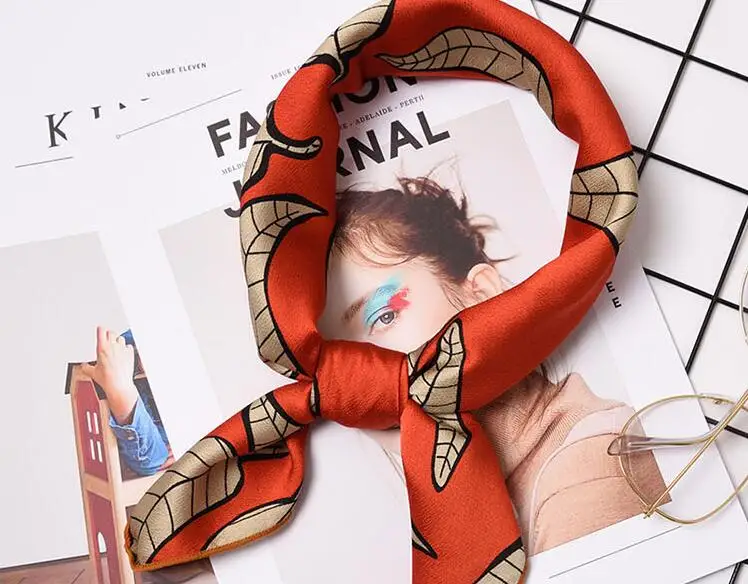 

Yishine 60*60 CM Women Multifunction Polyester Silk Scarf Dot Leaves Prints Patchwork Satin Small Square Wraps Scarves Shawl