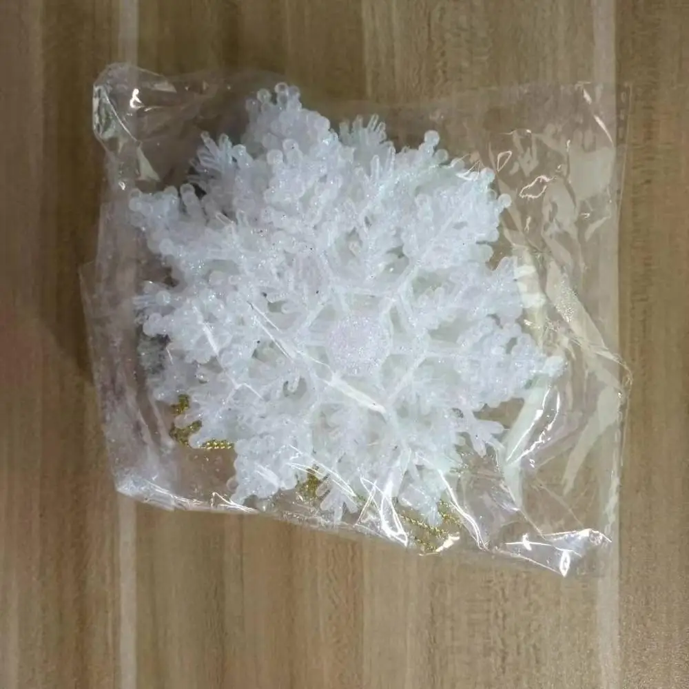 White 12 шт. Рождественские снежинки 10 см Пластиковые блестящие снежные хлопья украшения для рождественской елки кулон рождественские украшения для дома 25 - Цвет: White