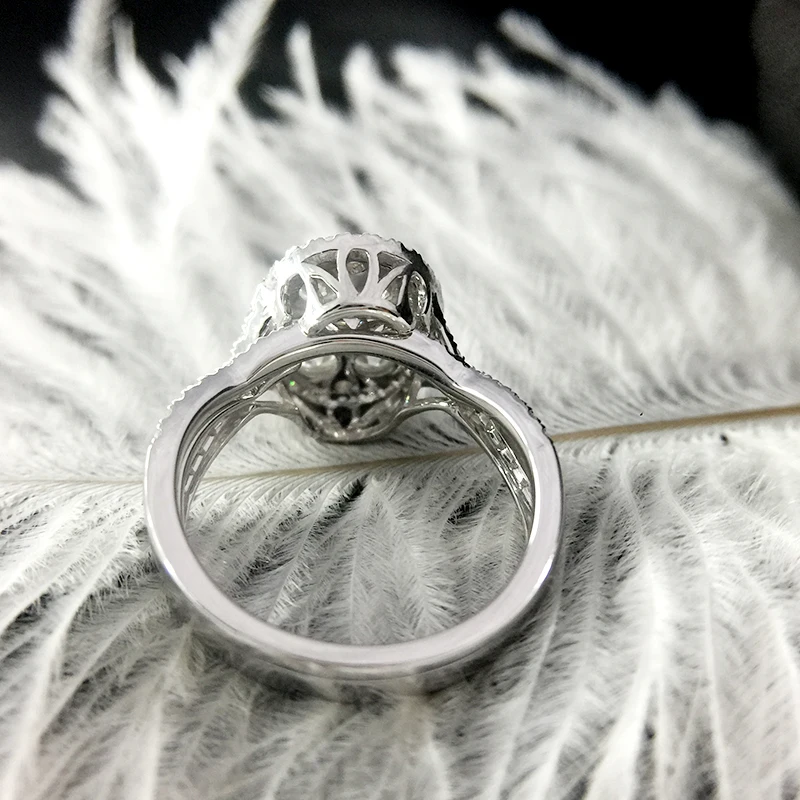 Однотонный 10 к белый золотой центр 1.5ctw F цвет Moissanite помолвочный Свадебный