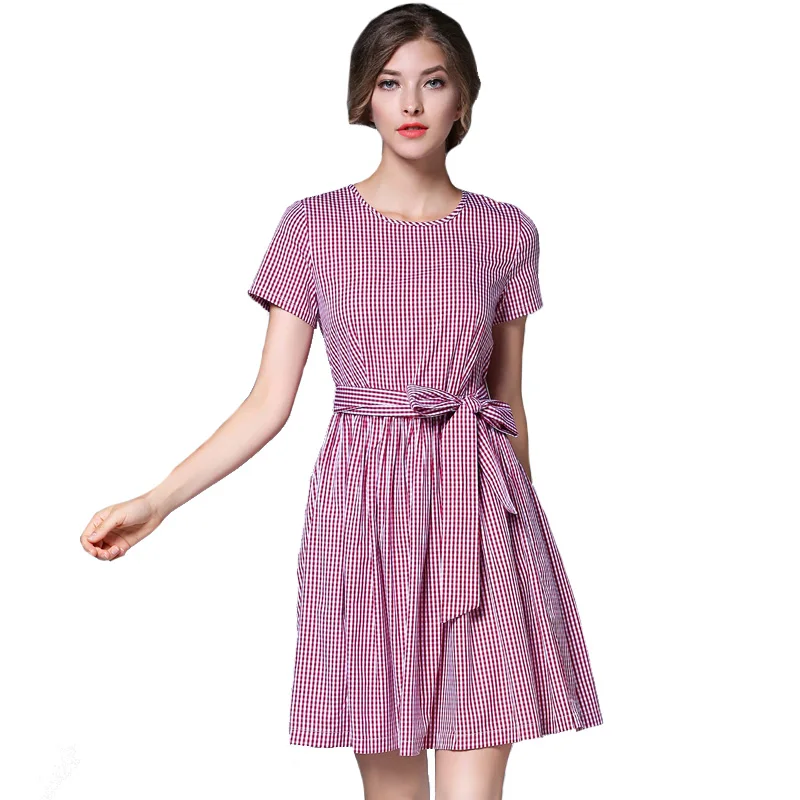 Новинка Летнее платье Для женщин Высококачественная брендовая одежда мода плед