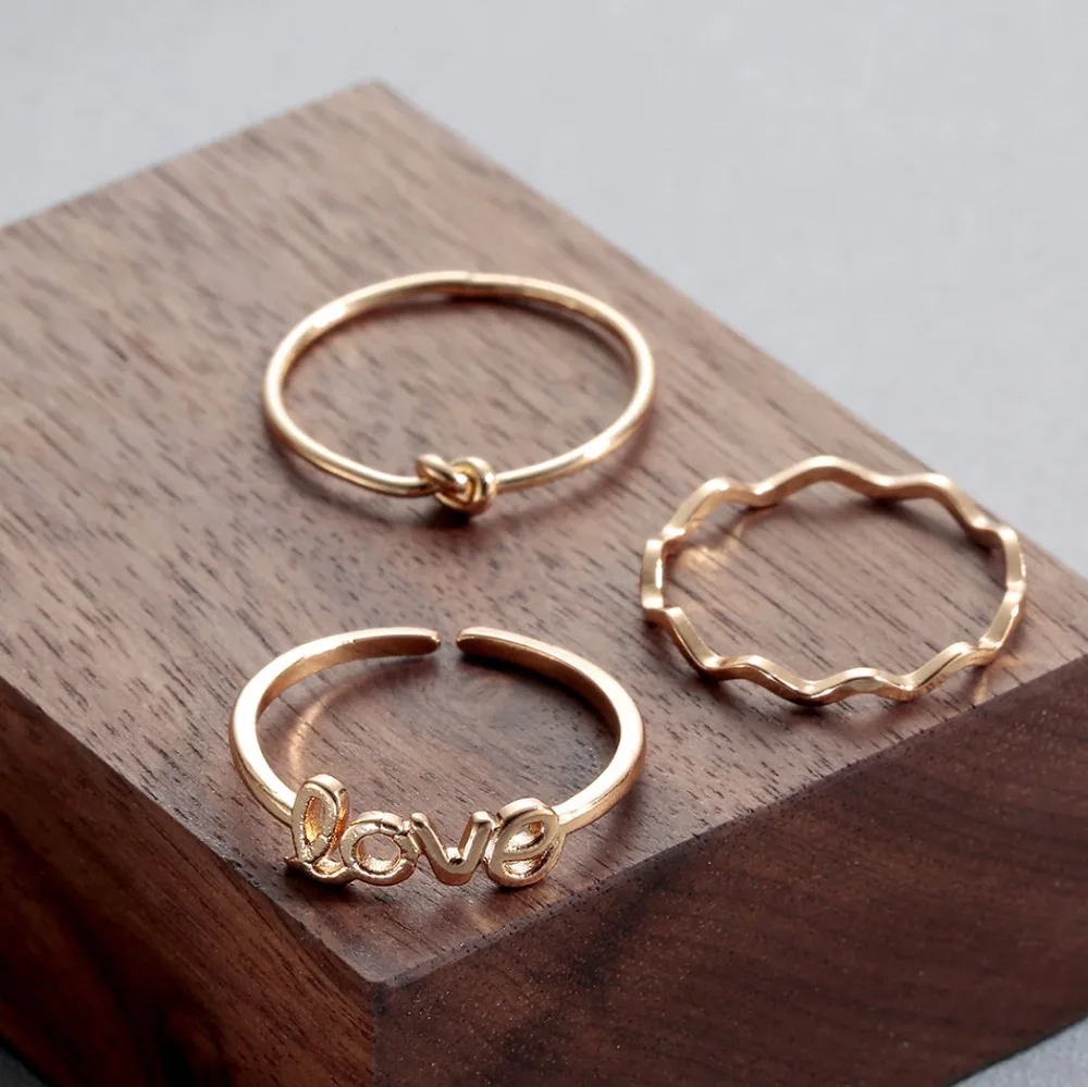 Комплект женских колец Chandler 3 шт./компл. с узелком волнистым узором|finger jewelry|ring setring