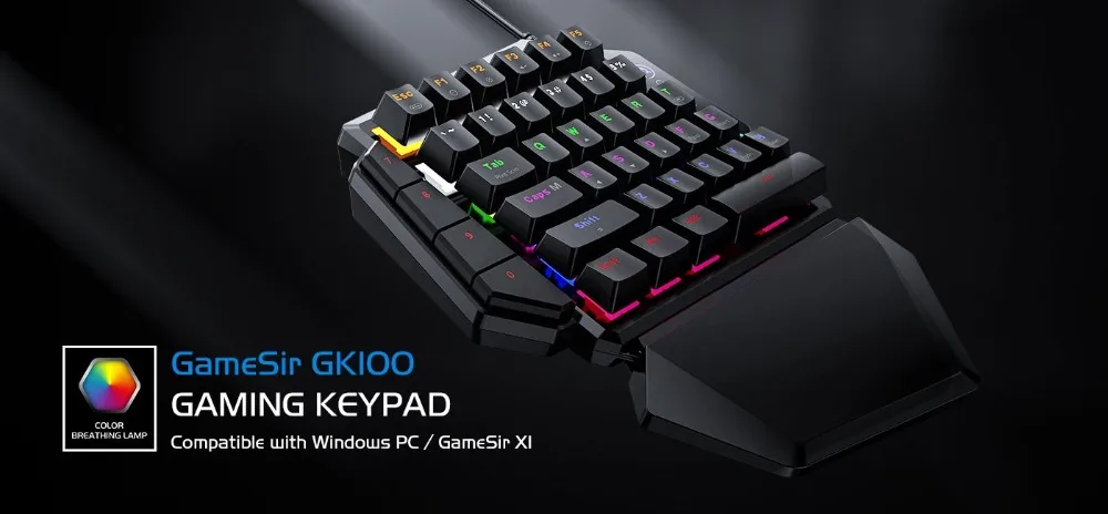 Оригинальная механическая клавиатура GameSir GK100 с одной рукой синие переключатели игровая клавиатура для ПК для FPS PUBG и BattleDock-черный