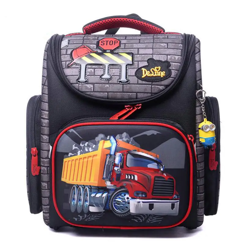 Delune Brand Grade 1-3 Kids 3D cars print boys' School bag Children Orthopedic Ergonomic Design Backpack Mochila Escolar | Багаж и
