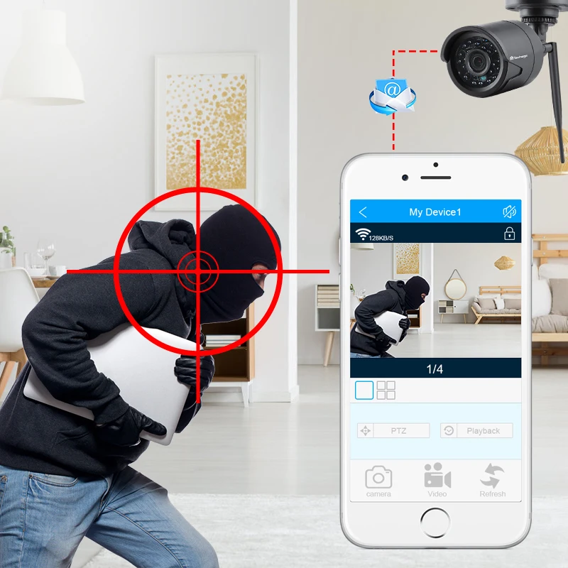 Techage 4CH 1080P Беспроводная NVR CCTV система безопасности 2.0MP аудио запись наружная Wifi ip