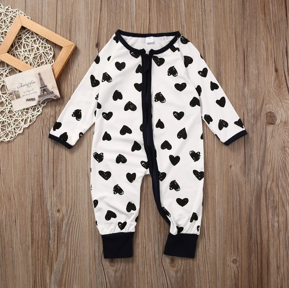 Pudcoco новорожденный мальчик младенец молния без рукавов с принтом сердца длинным