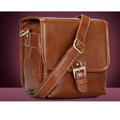 Light Brown Кожаная сумка для камеры в стиле ретро из искусственной кожи, сумки на плечо для фотосъемки, высококачественные сумки для камеры, чехлы для объективов для Nikon Canon sony - Цвет: Light Brown
