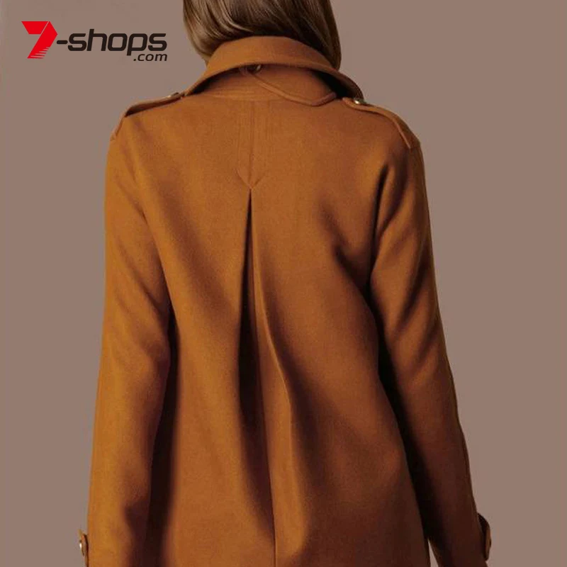 AECU Winter Women Double Breasted Coat Elegant Brief Lapel Long Sleeve Coats Pocket Vintage Warm Trenchcoat | Женская одежда