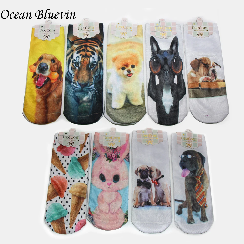 Горячая Распродажа женские носки с 3D принтом новинка Симпатичные унисекс низким