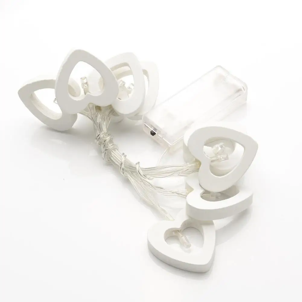 Новое поступление 10 LED теплая белая деревянная лампа в форме сердца для вечеринки