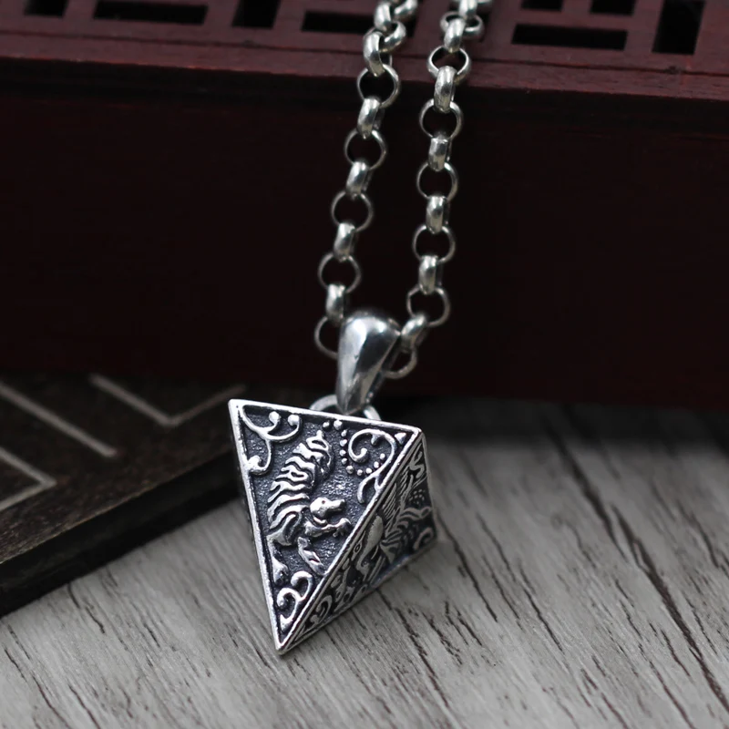 Ожерелье из стерлингового серебра S925 пробы кулон и ретро-кулон с четырьмя