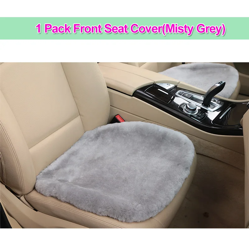 1Pcs Front M-Grey Универсальный автомобильный чехол для сиденья из шерсти и меха для взрослых, Кожаная подушка для автомобиля, Аксессуары для автомобилей из австралийской овчины - Название цвета: 1Pcs Front M-Grey