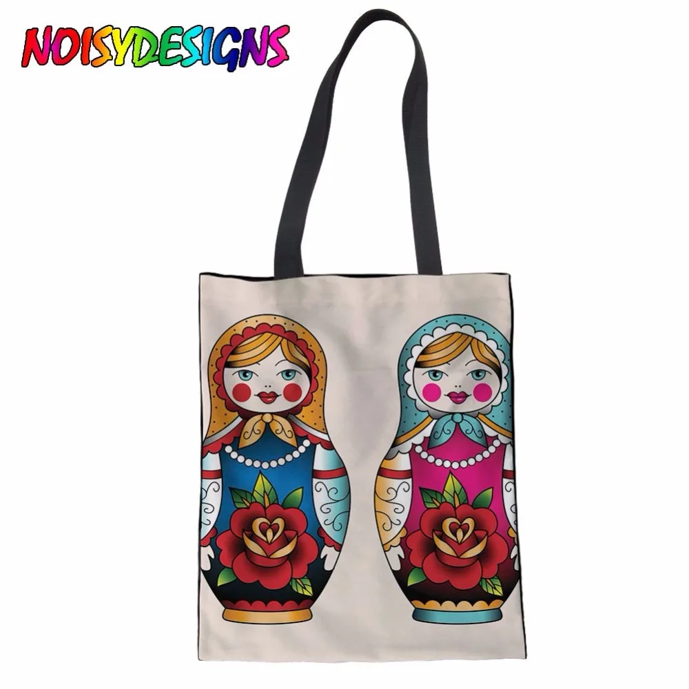 Women New Colorful Russian Doll Canvas Bag Printed Flowers Handbag Shoulder Bags Messenger mochilas infantil |