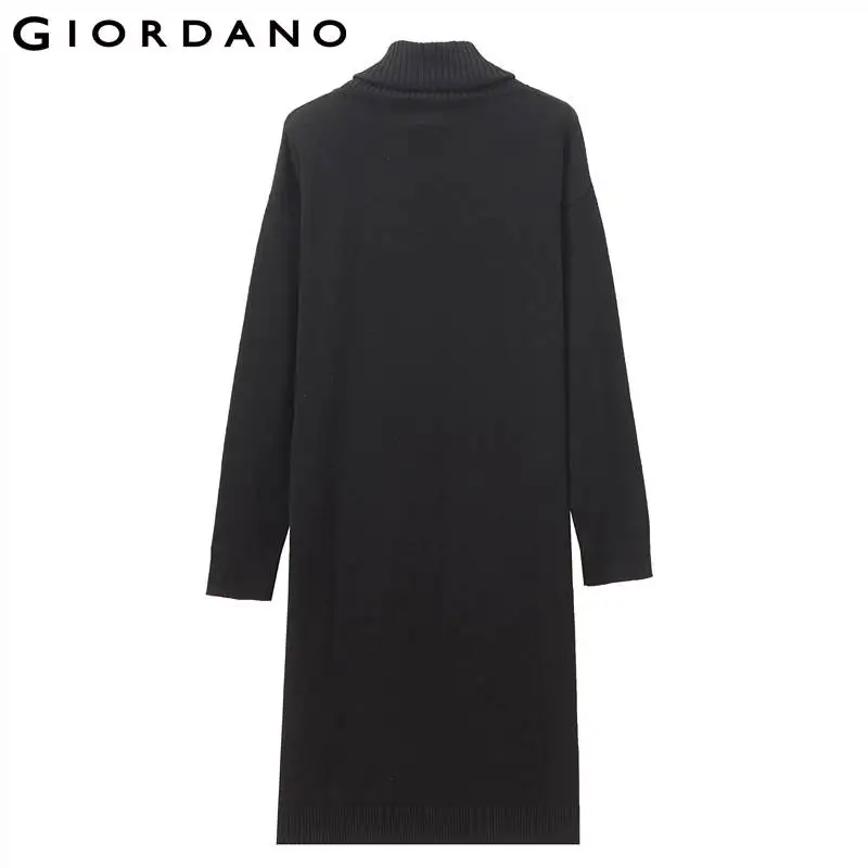Giordano женское трикотажное платье с воротником-черепахой вязаное длинными