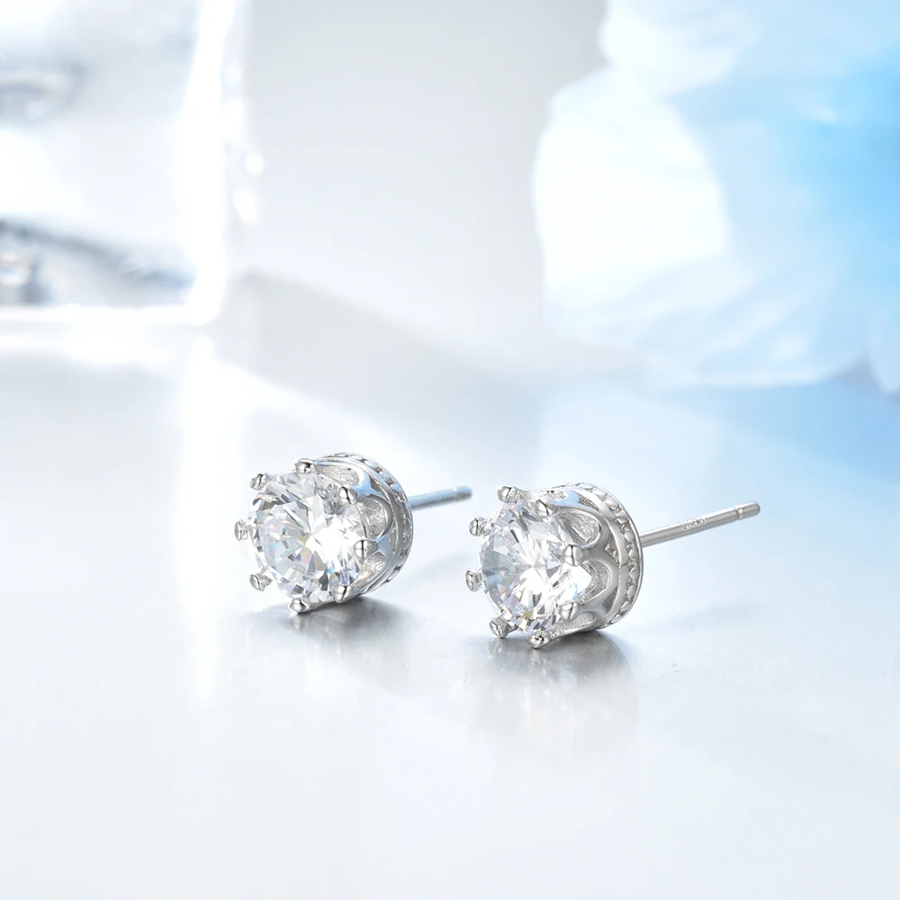LZESHINE 100% 925 Sterling Silver CZ Stud Earrings для Для женщин ювелирные изделия Классический Princess