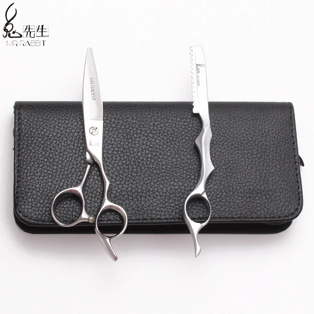 6&quot 17cm 440C Mr Rabbit Micro Sawtooth Silver Hairdressing Scissors Haircut Set Cutting Shears Professional Hair M9123 | Красота и