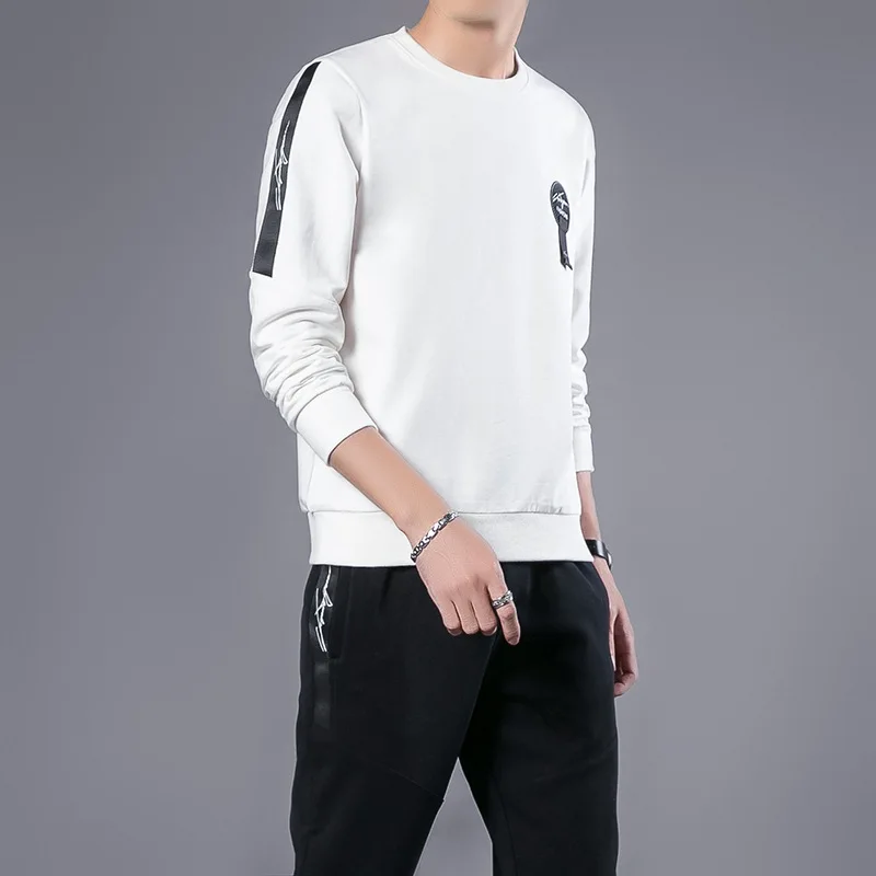 

Sports suit men's autumn 2018 men set new plus size round neck long sleeved casual sweater two piece mens tracksuit