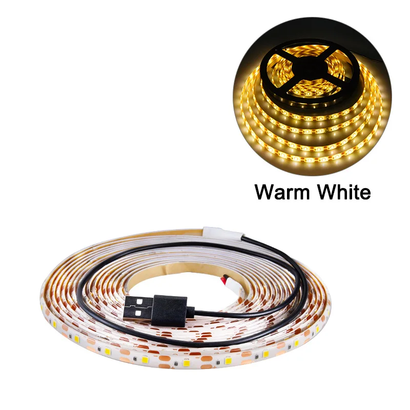 warm white strip Foxanon 5В USB Светодиодные ленты Водонепроницаемый RGB светильник 2835 3528 SMD 3/24/17Key пульт дистанционного управления HD ТВ настольных ПК Экран Подсветка смещения светильник Инж - Испускаемый цвет: warm white strip