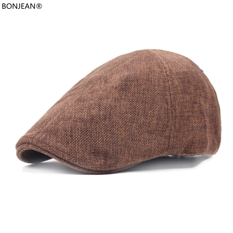 Brand retro hemp beret Solid hat women spring and summer coarse cloth linen cap Casual men K-1 | Тематическая одежда и