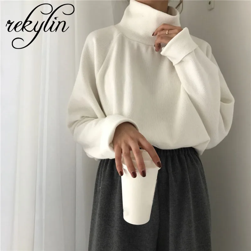 Women's High Collar Thick Long-sleeved Sweater Spring and Autumn Wild Loose Hooded Student Shirt | Женская одежда