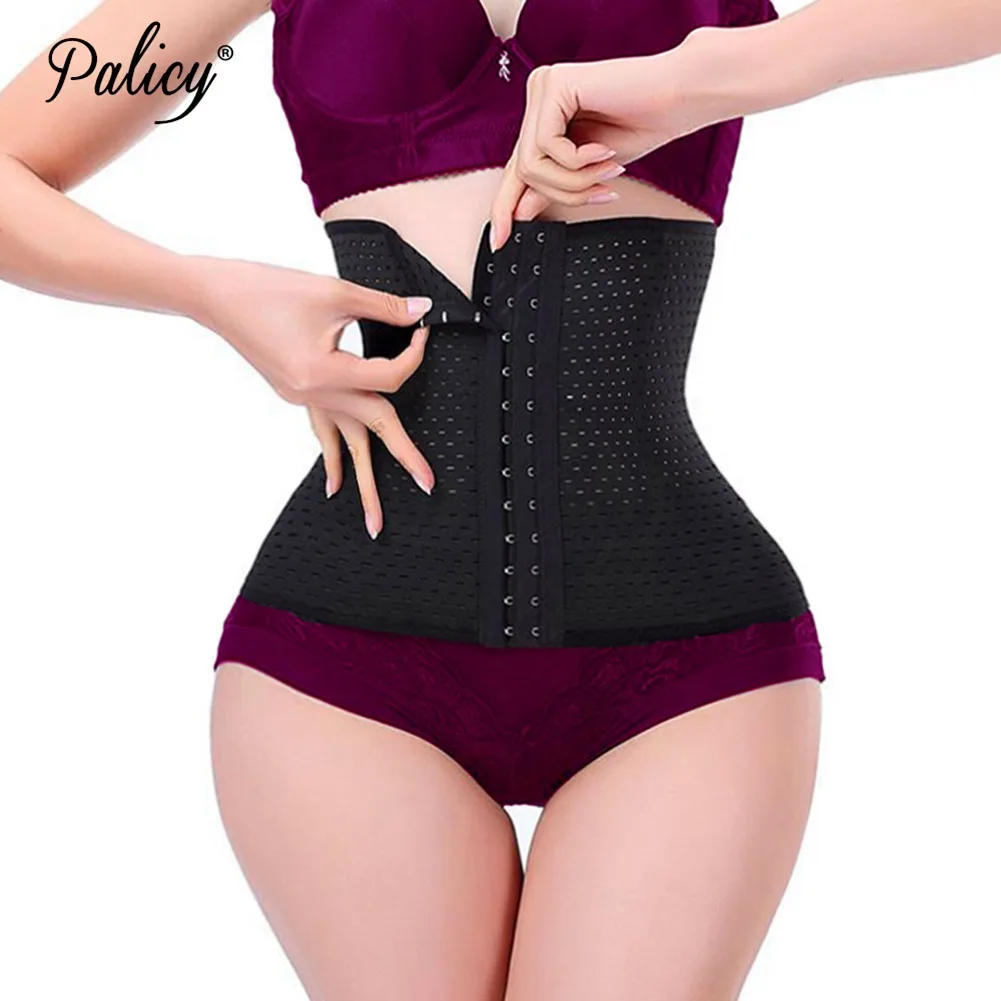 Hollow black Женские S-3XL Palicy, 4 стальных косточек, тренажер для тела, регулируемый пояс для похудания, бюстье, формирователь дышащей талии, корсетный корсет размера плюс - Цвет: Hollow black