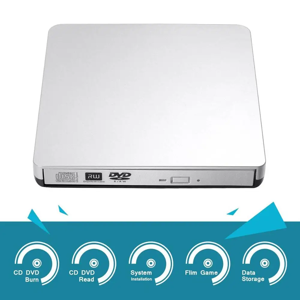 YiYaYo внешний CD привод USB 2,0 DVD RW горелки Писатель Оптический привод CD rom плеер для Windows 7/8/10/XP/Mac OS ноутбука
