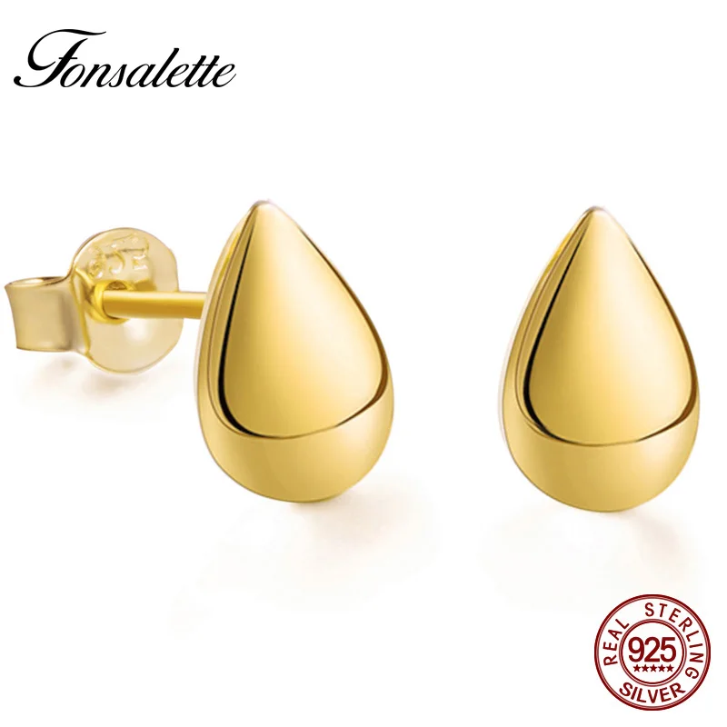 

Fonsalette Minimalism 925 Sterling Silver Tiny Teardrop Earrings Waterdrop Stud Earrings woman jewelry birthday gift 2020
