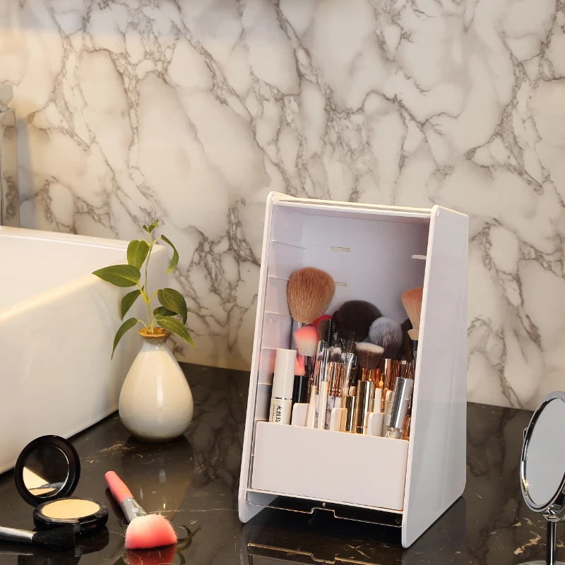 С крышкой Пыленепроницаемая стойка для кистей макияжа комод Органайзер