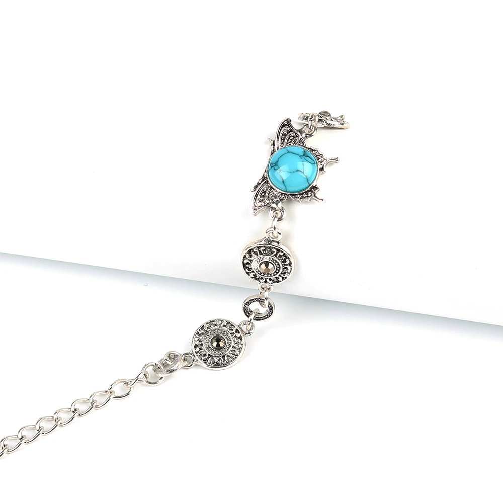 Форме бабочки Круглый Бирюзовый Choker Кулон Ювелирные Наборы Содержит Серьги