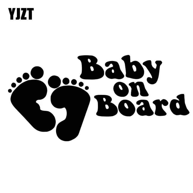 

YJZT 15,2 см * 7,2 cmBaby на доске Водонепроницаемая виниловая Автомобильная наклейка с индивидуальными принтами ног черный/серебристый C10-00016