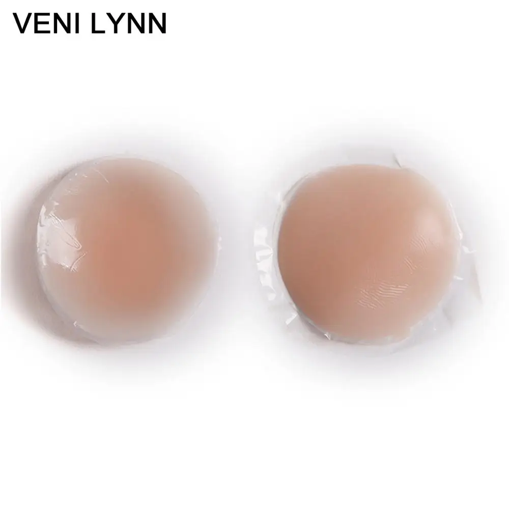VENI LYNN, женские многоразовые наклейки для груди, невидимый силиконовый коврик для груди, аксессуары, покрытие для сосков, самоклеющиеся наклейки - Цвет: Beige Round