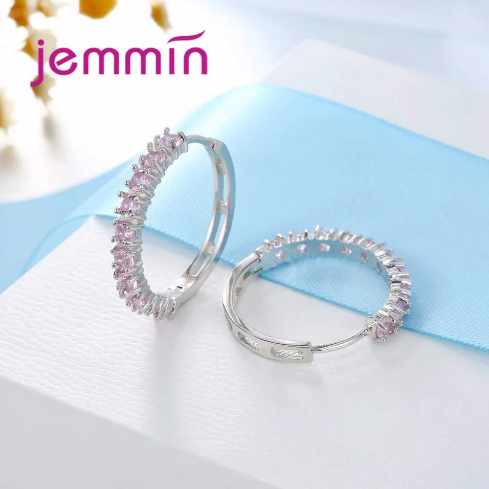 Женские серьги кольца из серебра 925 пробы с кристаллами|hoop earrings|earrings forearrings for women |