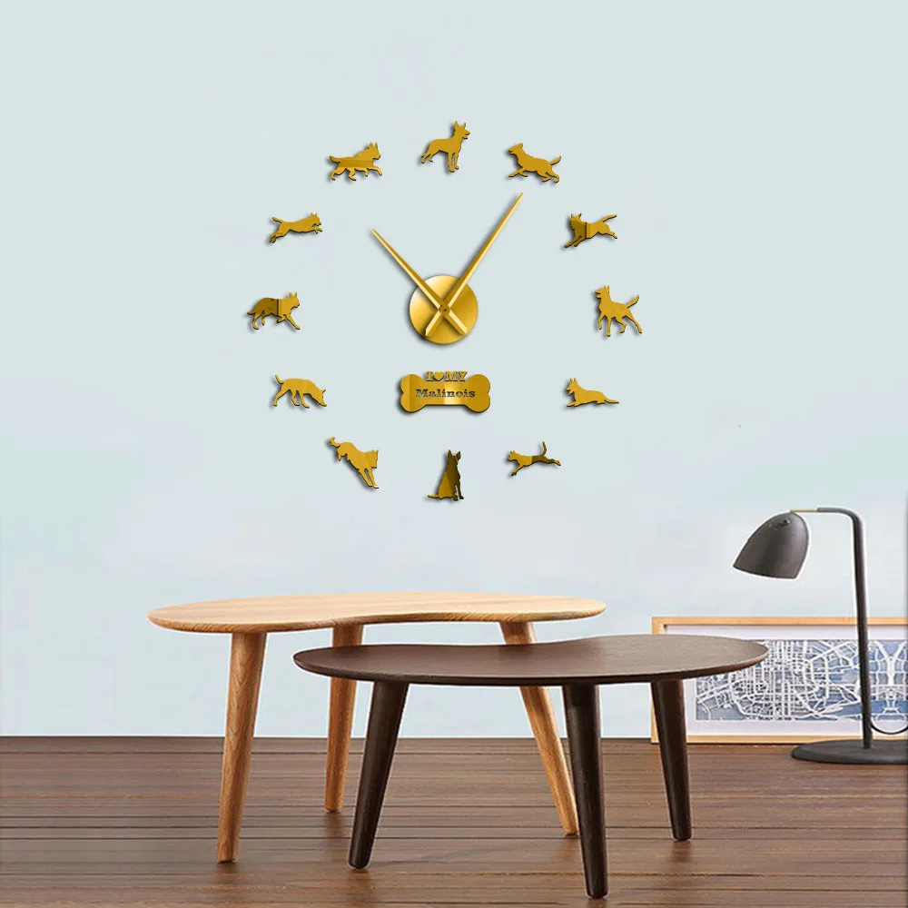 Belgian Shepherd Large Frameless Mute Wall Clock Mechelse Home Decor Malinois Watch Chien de Berger Belge DIY Stickers | Дом и сад