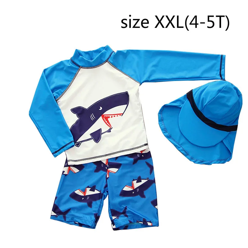 blue size XXL Dollplus/Новые детские купальники для малышей, Детские купальники с рисунком для мальчиков, пляжные костюмы из 3 предметов, Мальчики Купальники - Цвет: blue size XXL