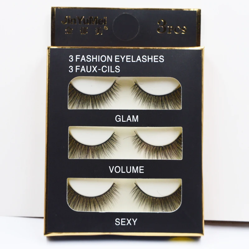 3 пары натуральных искусственных длинных ресниц для макияжа 3d норковые ресницы