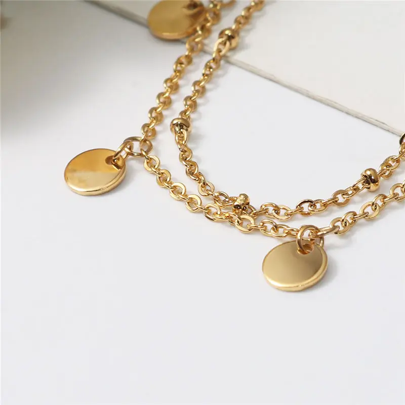 Модный двухслойный браслет из нержавеющей стали Золотой Круглый Кубический с