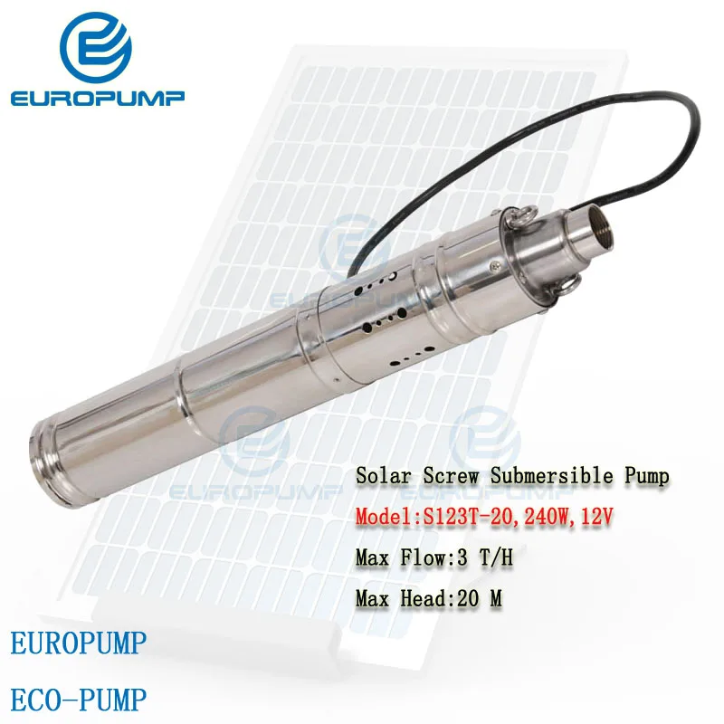 

Модель EUROPUMP (S123T-20) dc 12v 3000L в час расход воды поднимает 30m Солнечный водяной насос для глубокой скважины с внутренним MPPT контроллером