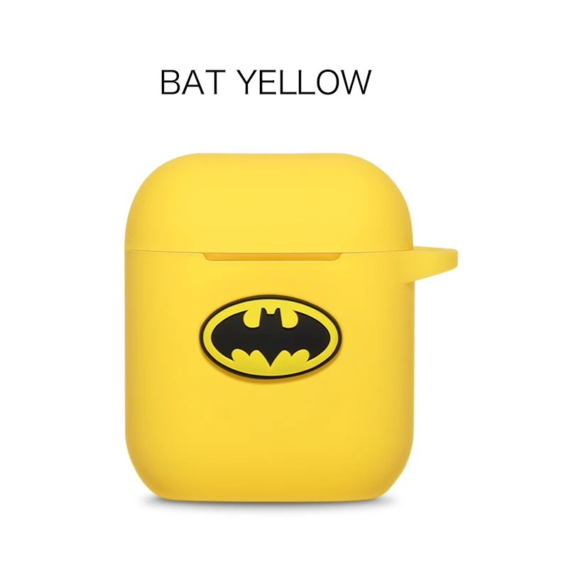 Batman Yellow Мягкие силиконовые bluetooth наушники чехол с героями мультфильмов Marvel для Apple AirPods ультра-тонкий милый защитный чехол для AirPods зарядная коробка - Цвет: Batman Yellow
