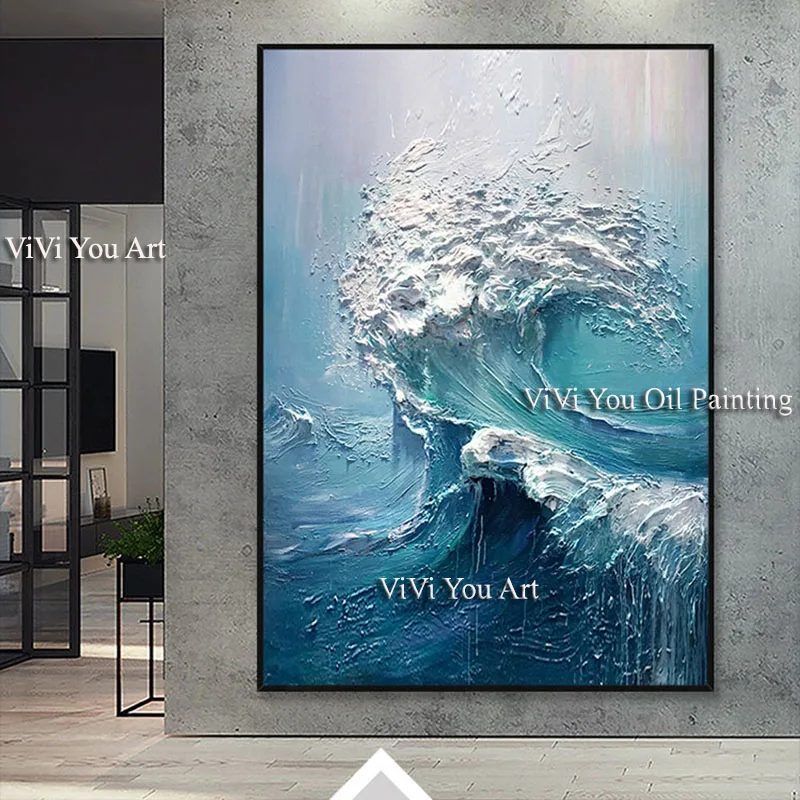 

Large size Handpainted WALL Painting waves sea ocean stock wall art canvas Oil Painting for living room and bedroom Wall Picture